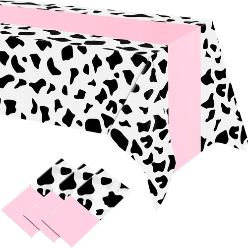 Miniatura 10 de Oudain 6 manteles de vaca de 54 x 108 pulgadas para fiesta, mantel de vaca, camino de mesa, mantel rectangular de fiesta de cumpleaños, suministros