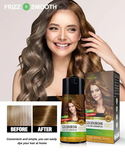 Miniatura 8 de Herbishh - Champú enriquecido con color para cabello gris - Fórmula de tinte para el cabello de larga duración y acondicionador (Marrón dorado)