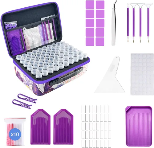 Miniatura 8 de LIRUNQIU Contenedores de almacenamiento de pintura con diamantes, caja de almacenamiento de accesorios y herramientas de arte con diamantes de 120