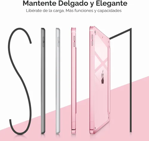 Miniatura 6 de VIKESI - Funda para iPad de 9ª / 8ª / 7ª generación de 10.2 pulgadas (lanzada en 2021/2020/2019), parte trasera transparente, cubierta de marco