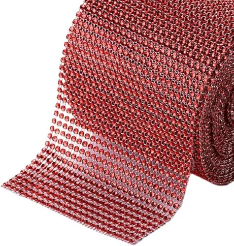 Miniatura 12 de Cinta de malla de diamantes de imitación de calidad suprema, rollo brillante a granel para manualidades, decoración de fiestas, 24 filas, 1 rollo
