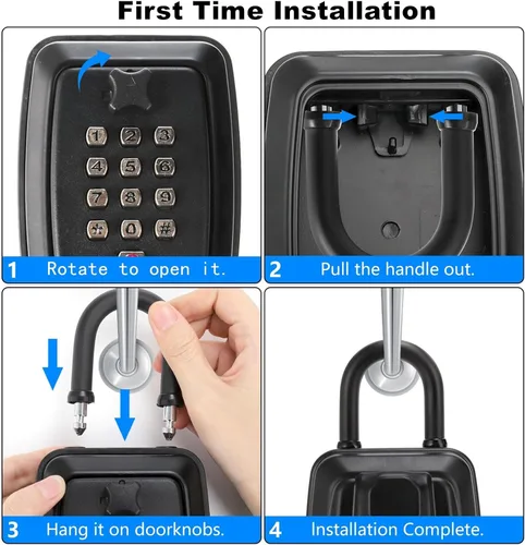 Miniatura 4 de Cididu Caja de bloqueo de llave para exterior, caja de seguridad impermeable con combinación de botón de 12 dígitos y grillete extraíble, llaves
