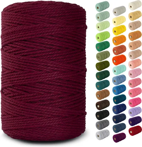 Miniatura 67 de Nook Theory - Cuerda de macramé de 3 mm, 220 yardas de cuerda de algodón, hilo de 4 mm y 5 mm, cuerda para manualidades, perfecta para colgantes