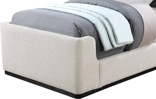 Miniatura 8 de Meridian Furniture OliverCream-T Colección Oliver Modern Cama individual tapizada de tela boucle contemporánea con acabado de cepillo de alambre
