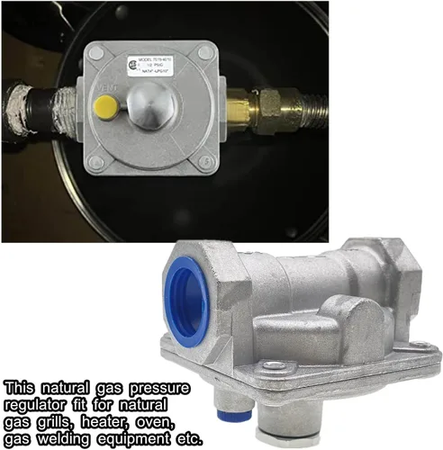 Miniatura 5 de Regulador de presión de gas natural con rosca FNPT de 3/4", presión de entrada de 1/2 PSIG y salida WC de 4"-10" para parrilla, líneas de tubería