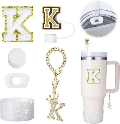 Miniatura 14 de Mity Rain Set de 6 piezas de accesorios para taza para Stanley de 30 oz y 40 oz con asa, tapa para pajita, dije con iniciales de taza, bota