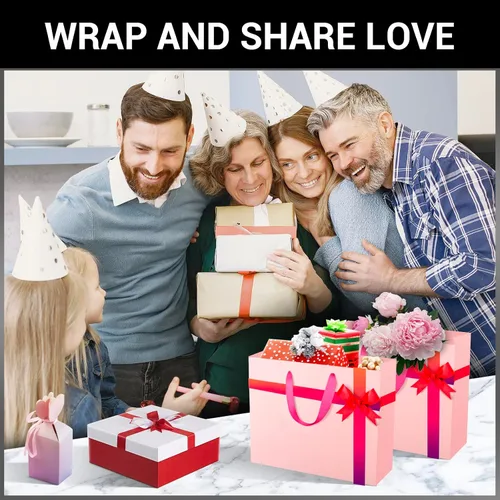 Miniatura 6 de EUSOAR Bolsas de regalo pequeñas de color rosa, paquete de 30 bolsas de compras de 8.6 x 3.9 x 7 pulgadas con asas a granel, bolsas de regalo