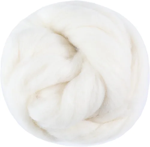 Miniatura 10 de 3.53 oz lana Roving, suministros de fieltro de lana, lana pura, hilo grueso, hilado de lana giratoria para fieltro de aguja, fieltro húmedo, Blanco
