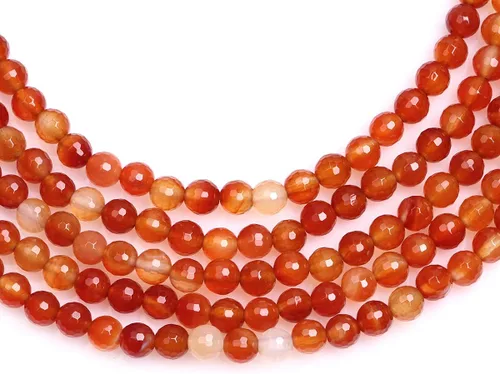 Miniatura 4 de GEM-Inside - Cuentas sueltas de cornalina roja naranja facetada de 0.236 pulgadas (0.236 in), cuentas de energía natural para hacer joyas, redondas