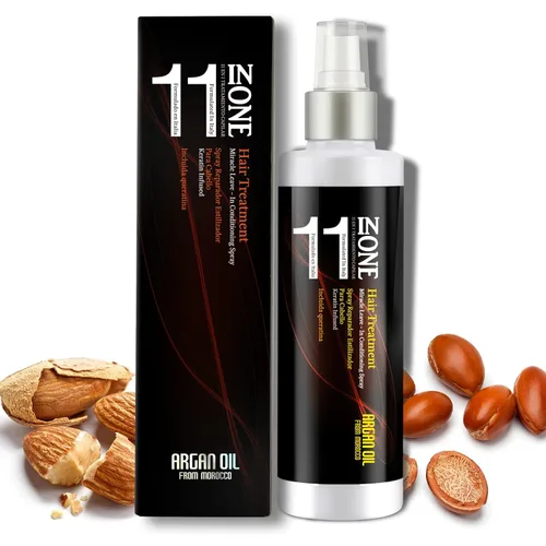 Aceite de almendras 11 en 1 acondicionador sin enjuague para cabello rizado, aceite de argán, crema hidratante diaria para el cabello, suero de