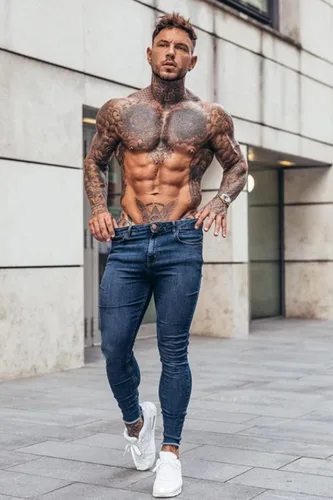 Miniatura 3 de Jeans Gingtto ajustados desgastados para hombre