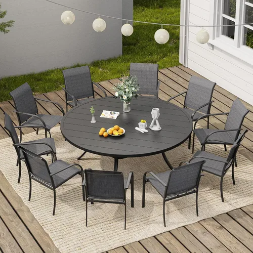 Miniatura 23 de VICLLAX Juego de 2 sillas de patio pequeñas para exteriores, juego de sillas apilables para patio y mesa de comedor cuadrada para porche delantero