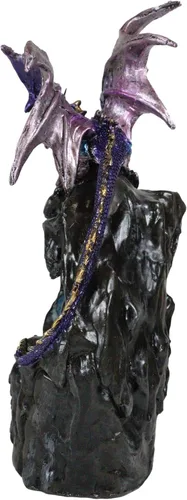 Miniatura 6 de Dragón púrpura de cuarzo azurita escalando una montaña de piedra preciosa, figura decorativa de piedra sintética, quemador de incienso de reflujo