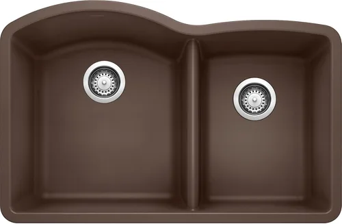 Miniatura 6 de BLANCO, Anthracite 440179 DIAMOND SILGRANIT 60/40 - Fregadero de cocina con doble cuenco con división baja, 32 x 21 pulgadas Antracita