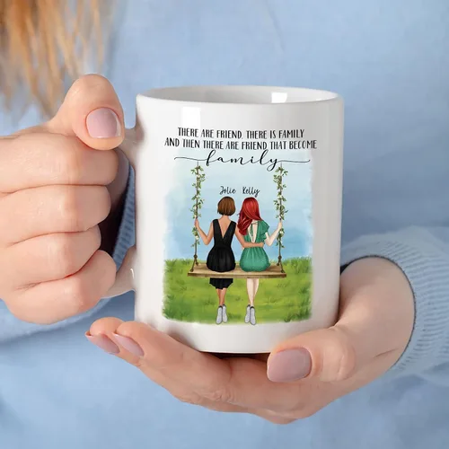 Miniatura 2 de Taza personalizada con texto en inglés "There Are Friends There Is Family And Then There Are Friends That Become Family", taza de café personalizada