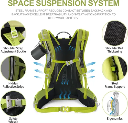 Miniatura 4 de IX INOXTO Mochila de senderismo, 26L/40L, impermeable, con bolsa de agua de 3 litros y cubierta para lluvia, mochila ligera de viaje para campamento