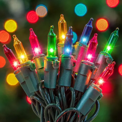 YOUNGAR Paquete de 2 luces de Navidad transparentes, 100 focos de 7 metros, mini luces de Navidad con foco incandescente, luces de Navidad para