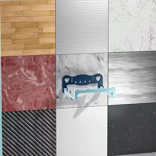 Miniatura 6 de Organizadores de estantes de baño montados en la pared sin perforar para toallas y artículos de tocador, fácil instalación adhesiva Azul