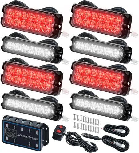 Miniatura 12 de Kit de Luces Estroboscópicas LED con Función de Sincronización - 8 piezas con Controlador, Luz de Rejilla Intermitente de Advertencia de Emergencia