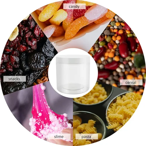 Miniatura 4 de Paquete de 12 tarros de plástico de 22 onzas con tapas, tarros vacíos de boca ancha con tapas, recipientes herméticos para alimentos/tarros de 22oz