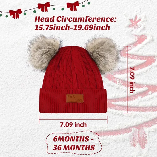 Miniatura 7 de Century Star Toddler Beanie Baby Girls Winter Hat - 6-36 Months Warm Knit Pom Pom Hats for Gils Boys