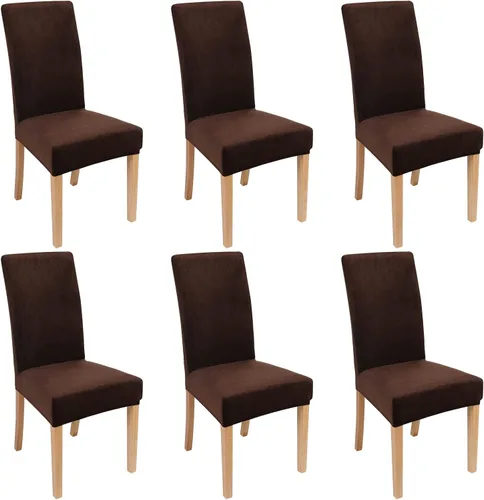Miniatura 26 de smiry - Fundas para sillas de comedor de terciopelo elástico y suave, extraíbles, Terciopelo, Beige