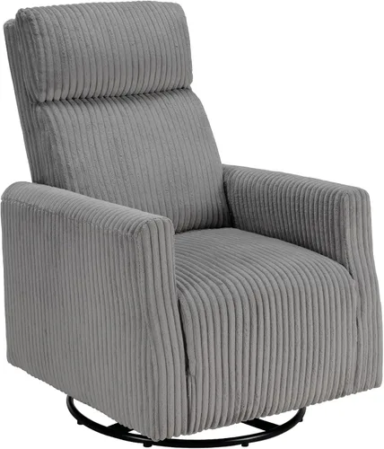 Miniatura 13 de CANMOV Silla mecedora giratoria para guardería, silla giratoria con respaldo alto y brazos, silla deslizante de pana para sala de estar, dormitorio