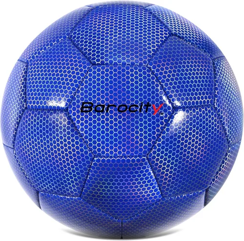 Balón de fútbol premium para niños y niñas, balón oficial de partido con patrón hex arcoíris reflectante, duradero, para interiores, exteriores, Azul