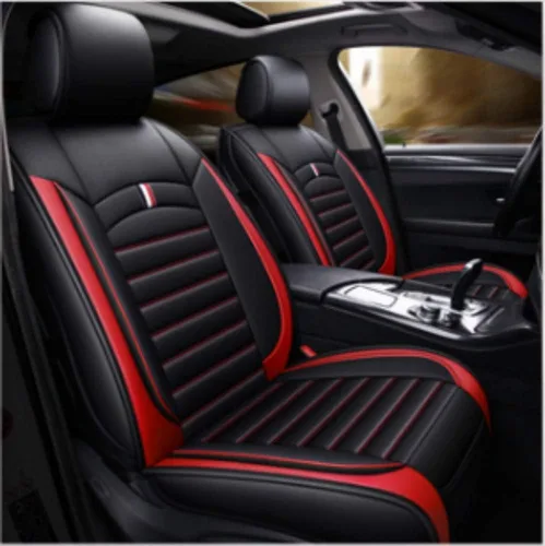 Juego completo de fundas de cojín y almohadas de cuero sintético para asiento delantero y trasero de coche con reposacabezas y soporte de cintura, 5