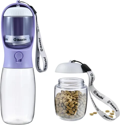 Miniatura 16 de Cibaabo Botella de agua para perros con contenedor de alimentos, cuenco de agua para cachorros de viaje, dispensador portátil para mascotas