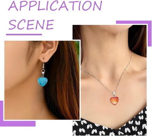 Miniatura 5 de 50 piezas de dijes de piedra en forma de corazón para curar chakras, cristales de gemas, encantos de roca para joyería, mezclados al azar, en masa