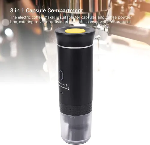 Miniatura 5 de Cafetera eléctrica portátil, cafetera de viaje autocalentable con diseño de cápsula, presión de 15 bares, material, cafetera para viajes, oficina