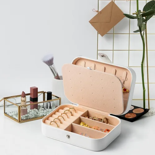 Miniatura 5 de MRS - Joyero de viaje para novia, organizador de joyas pequeño, portátil, de piel sintética, accesorios de viaje para mujeres y niñas, regalos