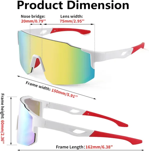 Miniatura 6 de FEISEDY Gafas de sol deportivas para hombres, mujeres y adolescentes - Béisbol, ciclismo, ciclismo UV400 protección B2388 002-blanco Glod