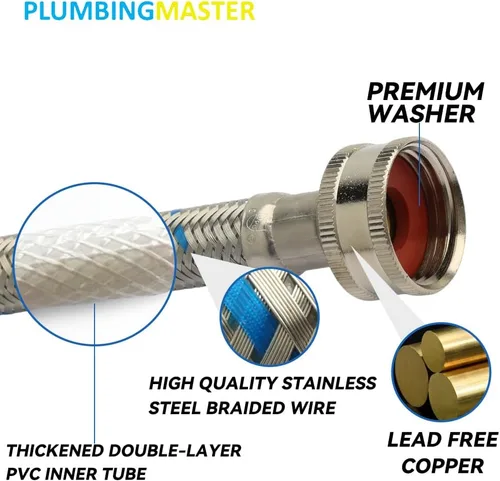 Miniatura 4 de PLUMBERMASTER Kit de instalación para lavavajillas, línea de suministro de agua de 6 pies con compresión de 3/8 pulgadas x 3/8 pulgadas, cable