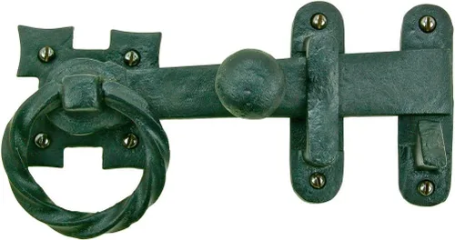 Miniatura 21 de Renovators Supply Manufacturing Cerradura de puerta de hierro forjado negro de 6.5 pulgadas con herrajes de montaje