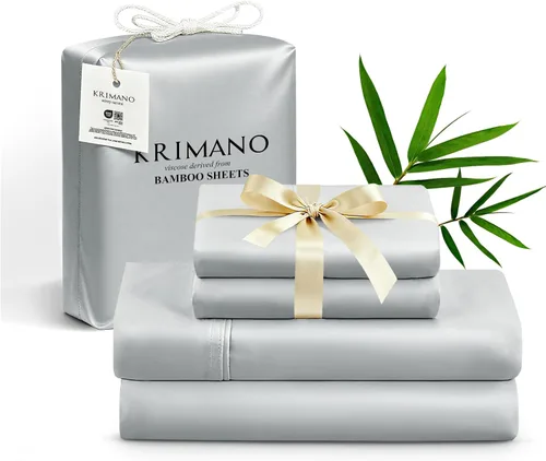 Miniatura 9 de Juego de sábanas tamaño King, sábanas de viscosa de bambú para cama, juego de 4 piezas, 100% viscosa derivada de bambú, lujo sedoso y refrescante