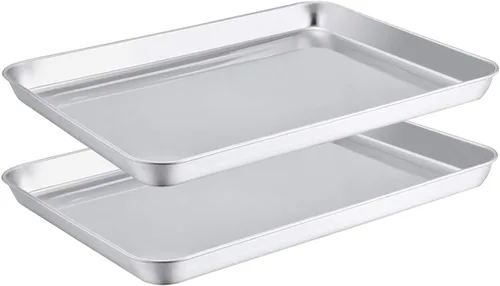 Miniatura 8 de Teamfar, charola compacta de acero inoxidable para horno, charola para horno profesional, 8 pulgadas x 10 pulgadas x 1 pulgada, resistente