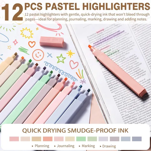 Miniatura 6 de 62 piezas de suministros escolares estéticos, bonitos suministros de regreso a clases, esenciales universitarios, set de papelería con estuche
