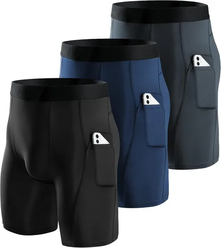 Niksa Pantalones cortos de compresión para hombre, paquete de 23, ropa interior de compresión para hombre, pantalones cortos atléticos, pantalones