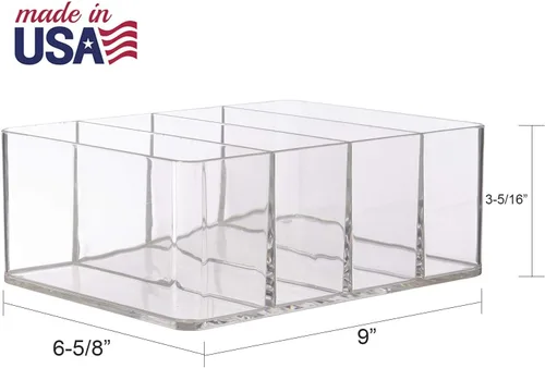 Miniatura 5 de STORi Organizador de plástico transparente de 4 compartimentos, contenedor de almacenamiento rectangular dividido para maquillaje y tocador, uso