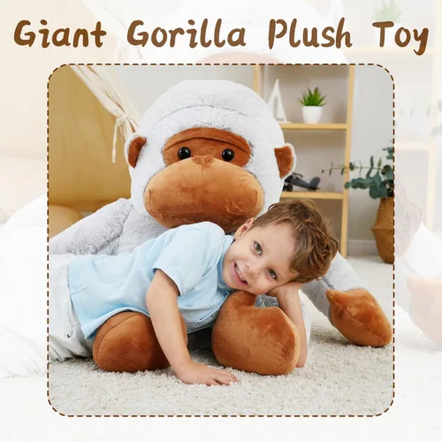 Miniatura 2 de Gorila gigante de peluche, juguetes de peluche grandes de gorila, juguetes de animales de la selva, animales de peluche jumbo esponjosos de 31