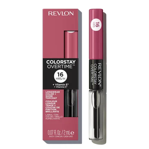 Miniatura 12 de Revlon - Lápiz labial líquido Overtime con brillo de labios transparente, maquillaje facial ColorStay, doble extremo con vitamina E en ciruela/baya