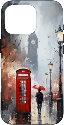Miniatura 20 de Funda para iPhone 11 Pro Wet London Iconic Red Phone Booth Clocktower Art Cover