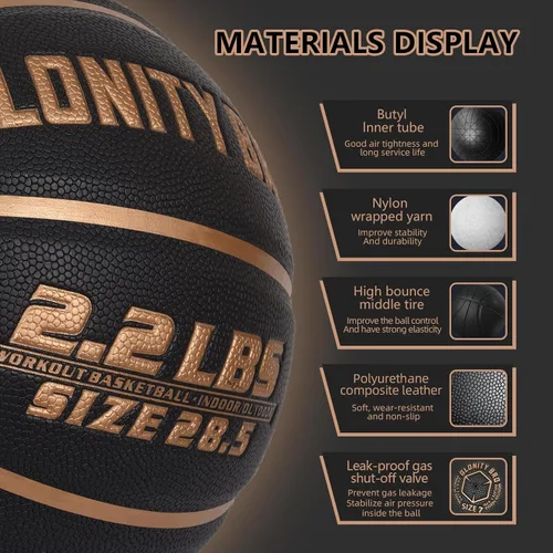 Miniatura 4 de Baloncesto con peso, color gris, 28.5 pulgadas/29.5 pulgadas, 2.2 libras/3 libras, antideslizante, para exteriores e interiores, para driblar