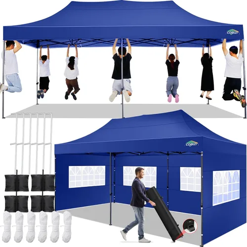 Miniatura 13 de COBIZI Carpa Toldo Emergente de 10x10 pies, Toldo de 10x10 con 4 Paredes Laterales Impermeable de Servicio Pesado Carpa Comercial para Fiestas