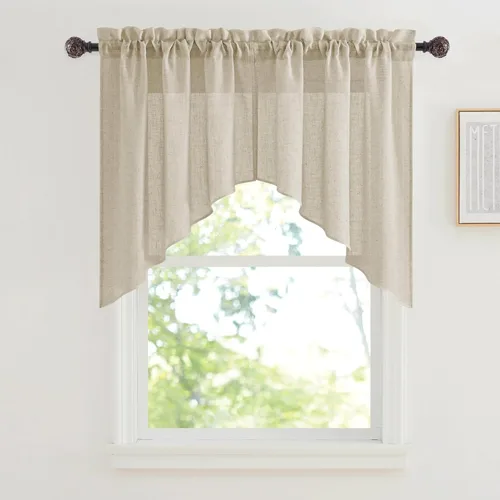 Miniatura 22 de RYB Home - Cortinas semitransparentes de lino Angora