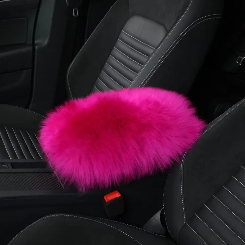 Miniatura 7 de IRIWOOL - Funda de reposabrazos de piel de oveja, cubierta de reposabrazos de auto, cojín suave de consola para coche, cubierta de consola central