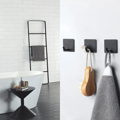 Miniatura 4 de NearMoon Ganchos adhesivos, ganchos de pared de baño resistentes, impermeables, de acero inoxidable, para colgar toallas, soportes para ropa