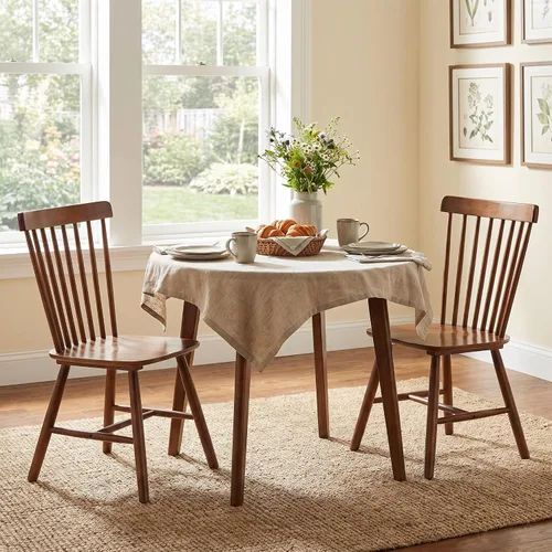 Miniatura 11 de Juego de 4 sillas de comedor Windsor, sillas de cocina de estilo granja con respaldo de vástago, sillas laterales de madera maciza sin brazos